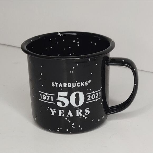 Starbucks Black Enamel Metal Espresso Mug 50th Anniversary Birthday - Picture 5 of 10